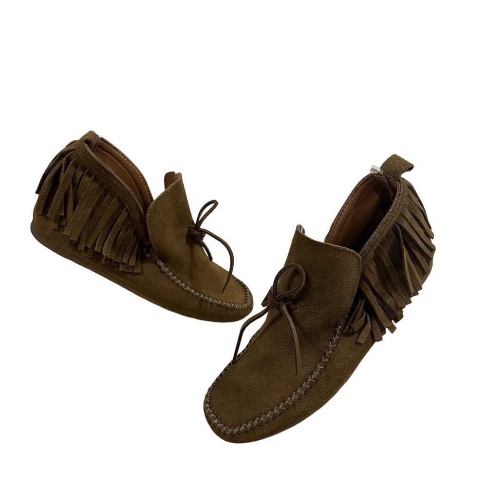 Zara Trafaluc Brown Suede Fringe Moccasins Flats Made in Spain EU 36 US 6 Boho